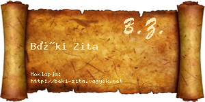 Béki Zita névjegykártya